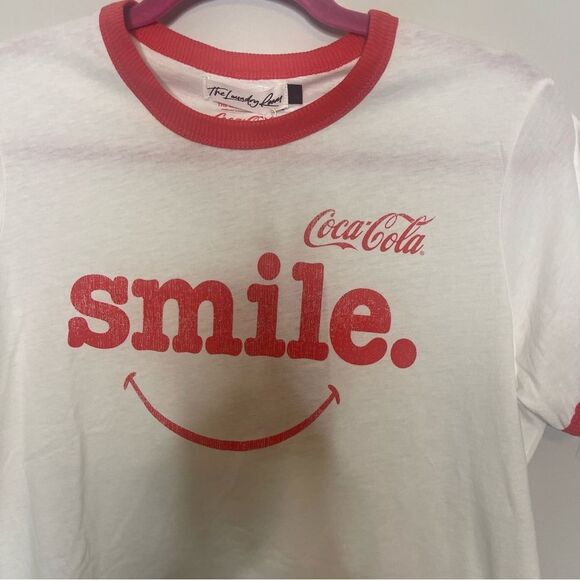 The Laundry Room Coca Cola Smile Graphic Ringer T-Shirt NWT - Picture 6 of 9
